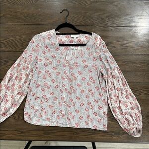 Lucky Brand Red and White Floral Blouse